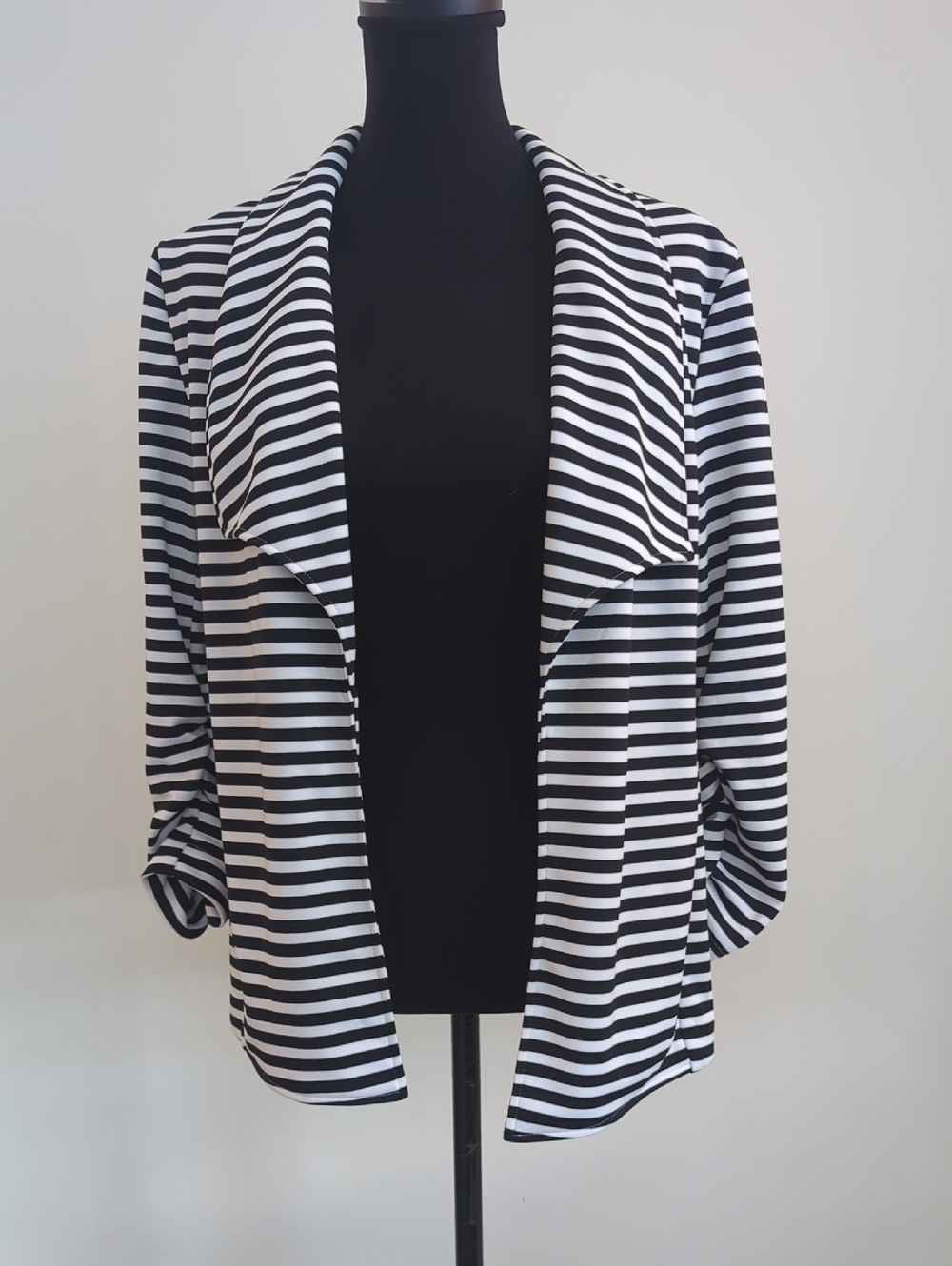 Grace Elements Striped Waterfall Open Front Draped Blazer LARGE